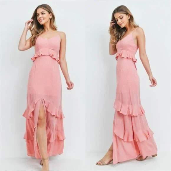 PINK MAXI TEXTURED DRESS - Picture 2 of 10